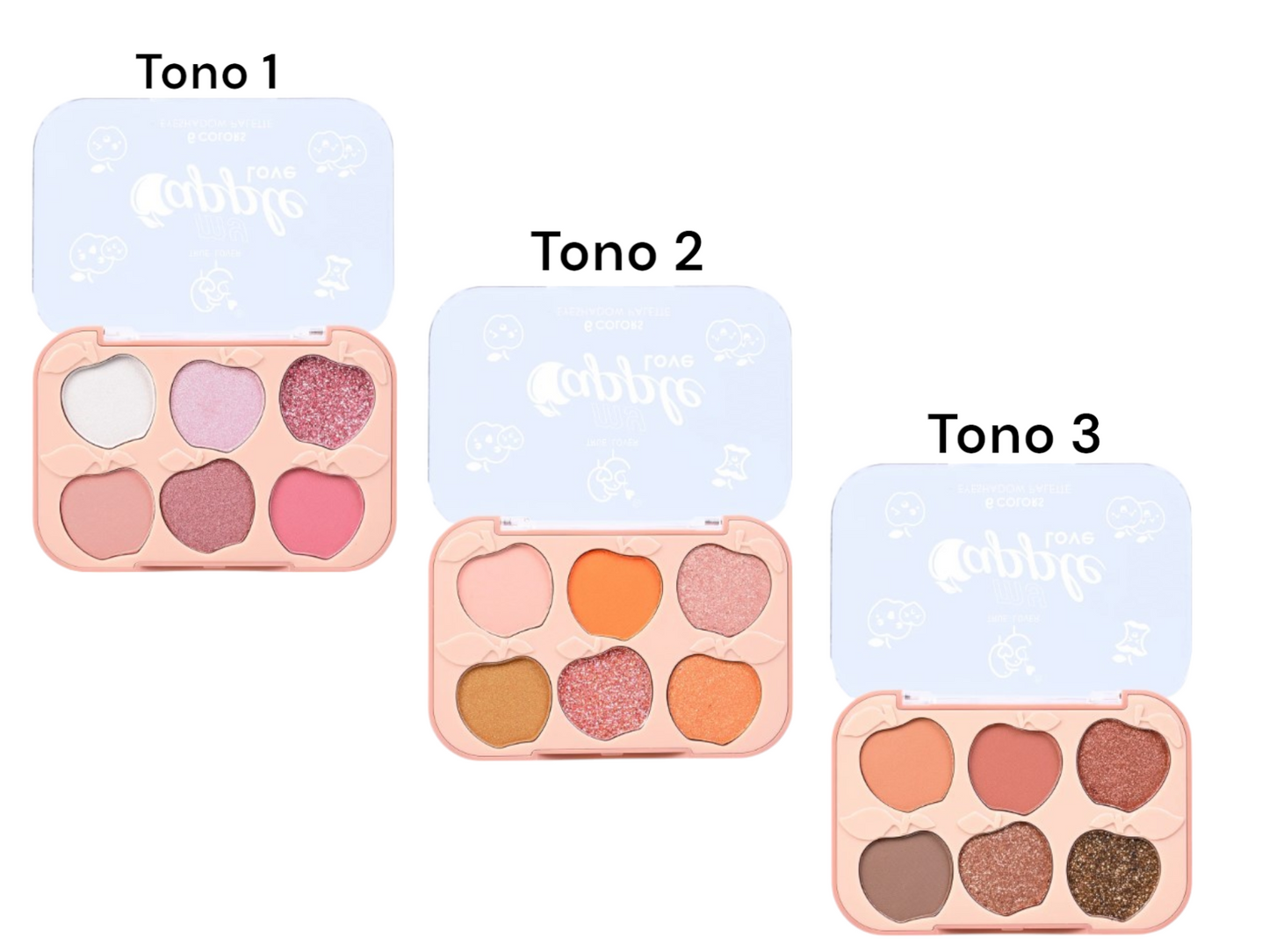 Paleta de sombras manzanas 6 tonos