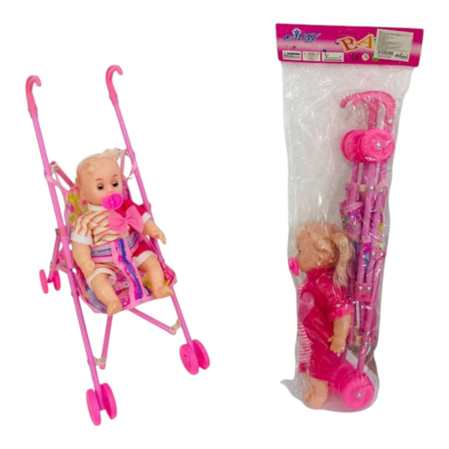 Coche Con Muñeca 12 Pulgadas REF-821-2