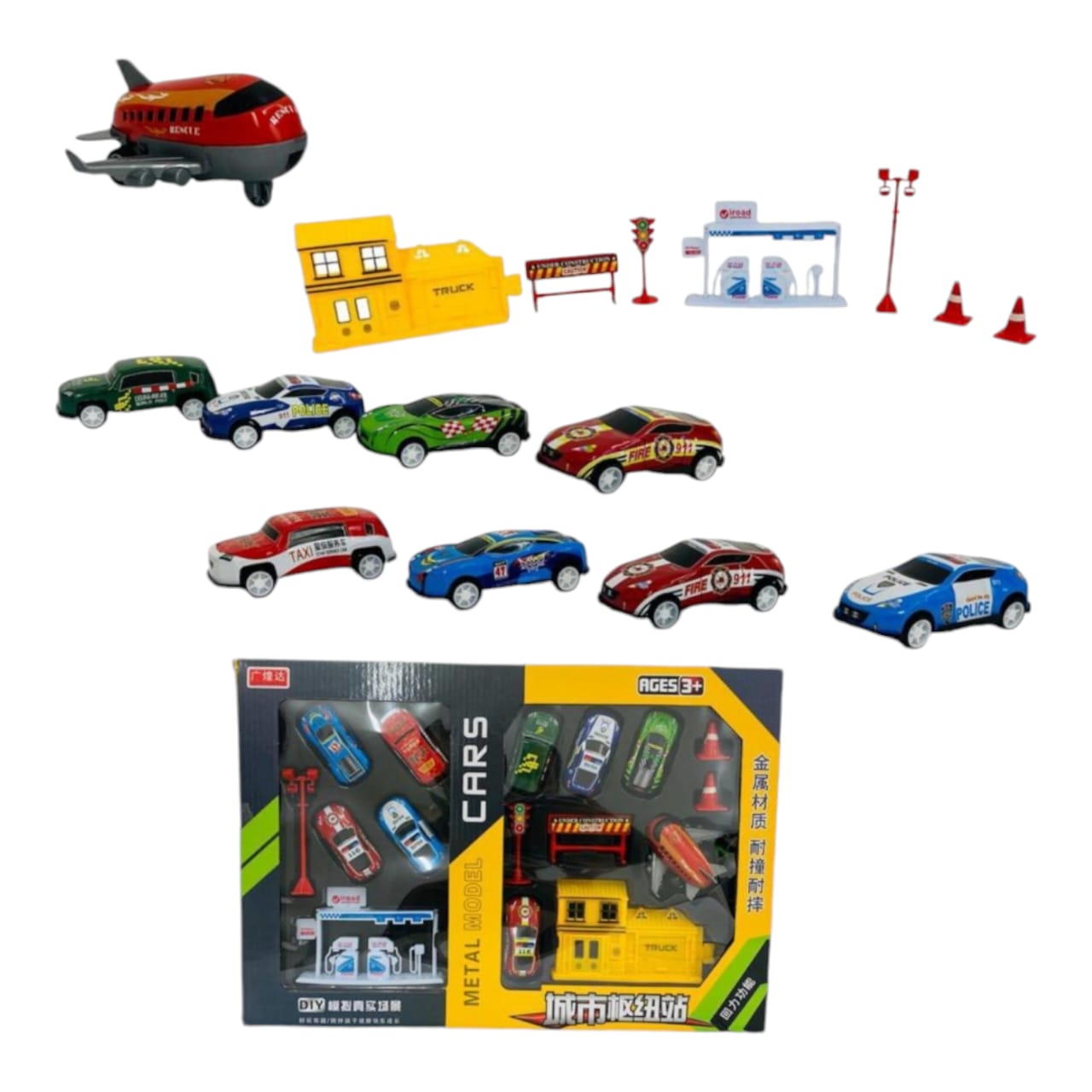 Gasolinera 8 Carros 1 Avion Y Accesorios Ref 539-125